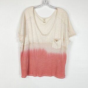 We The Free People Sun Dial Ombré T Shirt Size Small Coral Oversized Dip Dye Tee